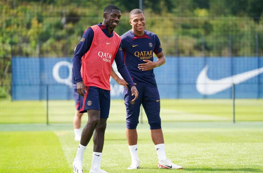 PSG: les premières images en vidéo de Mbappé et Dembélé ensemble à l’entraînement