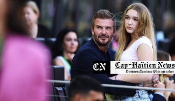 David Beckham et sa fille Harper se serrent dans les bras en regardant le match de l’Inter de Miami