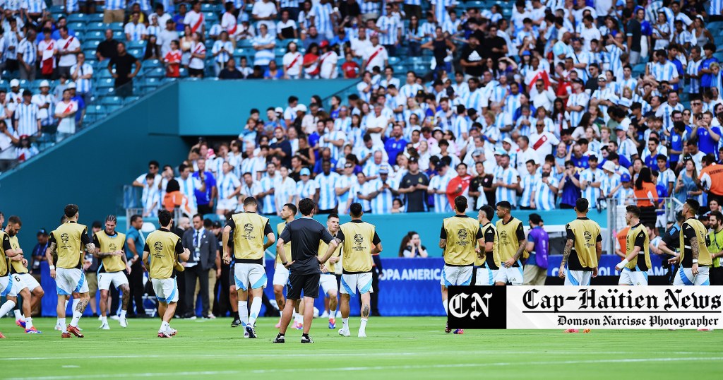 Argentina warm up avant le match contre le peru