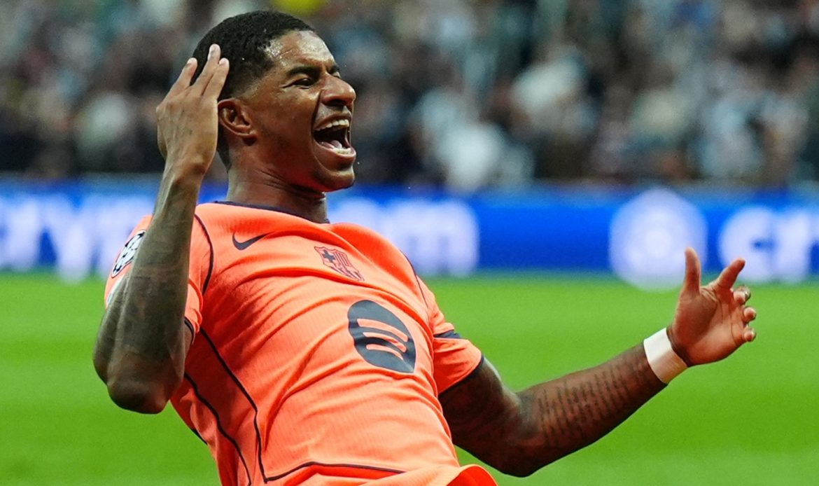 Foot-Ligue des Champions:𝗥𝗮𝘀𝗵𝗳𝗼𝗿𝗱 𝘀𝘂𝗿 𝘂𝗻 𝗻𝘂𝗮𝗴𝗲 𝗽𝗼𝘂𝗿 𝗹𝗲𝘀 𝗱𝗲́𝗯𝘂𝘁𝘀 𝗲𝘂𝗿𝗼𝗽𝗲́𝗲𝗻𝘀 𝗱𝘂 𝗕𝗮𝗿𝗰̧𝗮 (𝟮-𝟭 à 𝗡𝗲𝘄𝗰𝗮𝘀𝘁𝗹𝗲)